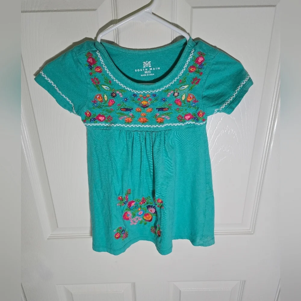 South Main Girls Embroidered Floral Dress Medium